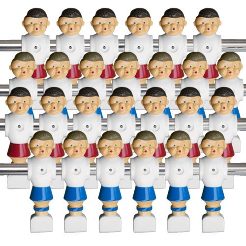 26 Old-Style Foosball Men with Hardware - Red and Blue