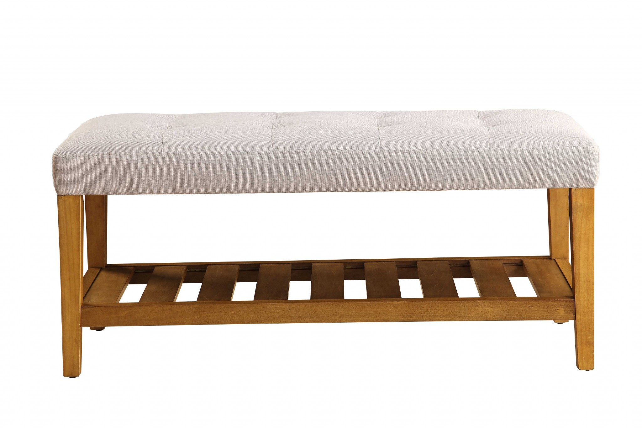 40" X 16" X 18" Light Gray And Oak Simple Bench