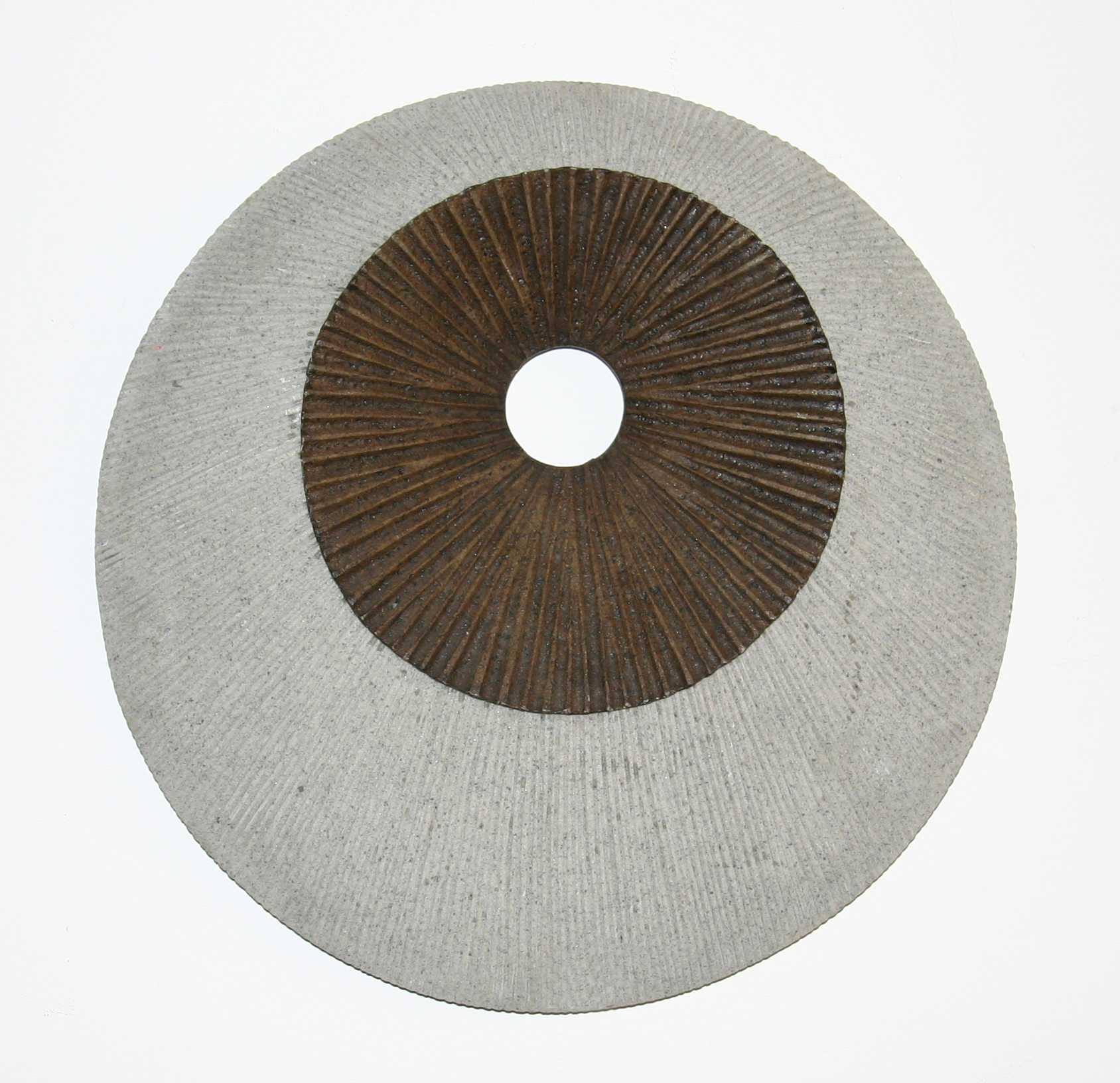 1" x 26" x 26" Brown & Gray Round Double Layer Ribbed  Wall Decor