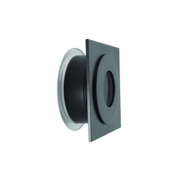 6" Dura-Vent Dura/plus Wall Thimble, Stainless Steel Painted Black,with Trim