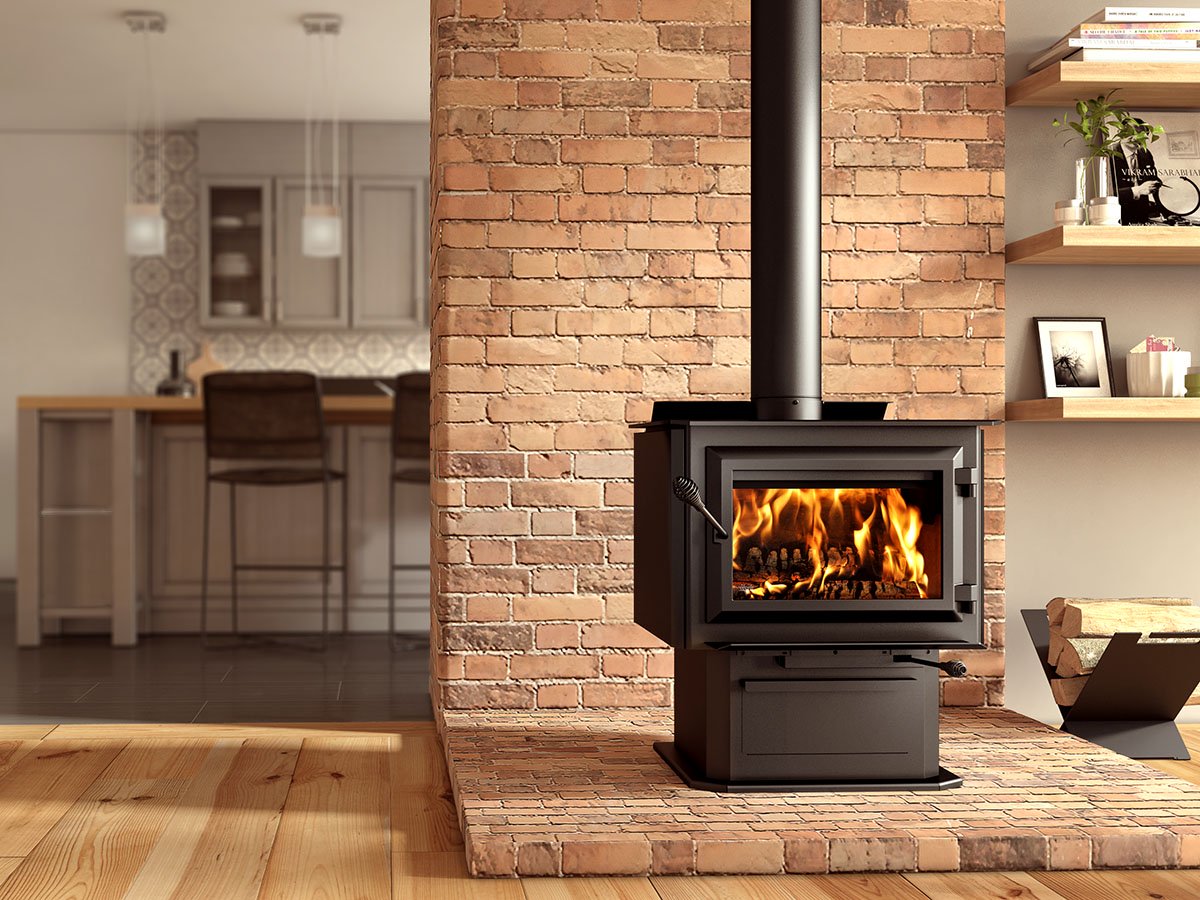 Large Sized Single Door Wood Burning Fireplace Insert with 2100 Sq Ft Max Heating Space - HES240