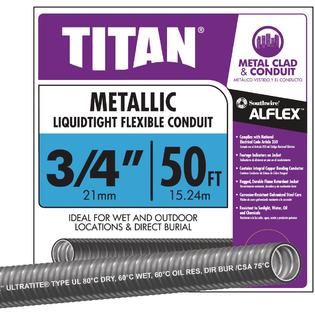 Southwire UO7500050M Liquid Tight Flexible Conduit, 3/4 in x 50 ft, Steel